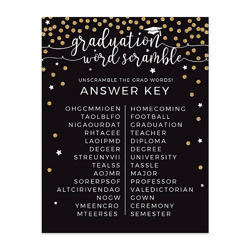 Graduation Word Scramble Black Gold 20PK Image