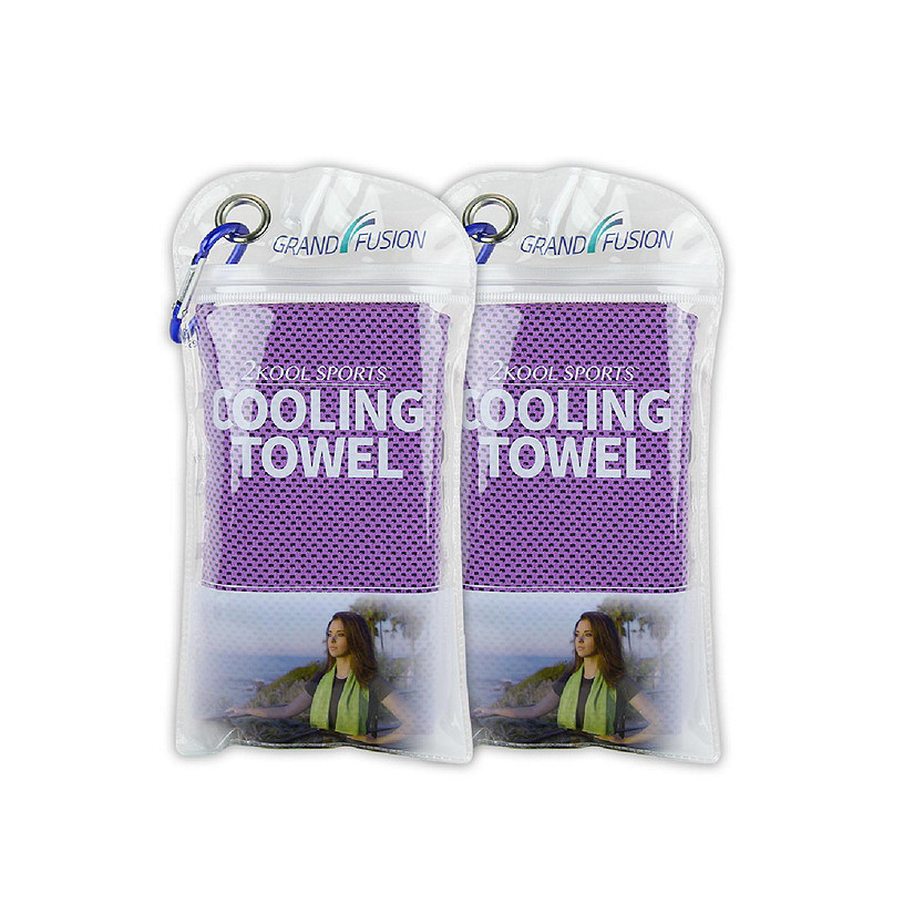 Grand Fusion Housewares 2Kool Sports Cooling Towel 2 Pack Pouch with Carabiner  / Purple Image