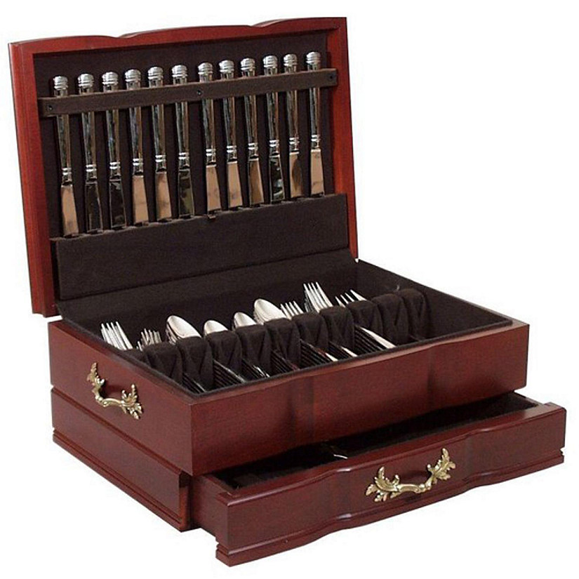 Grandeur Flatware Chest, Solid American Cherry Hardwood with Rich Mahogany Finish Image
