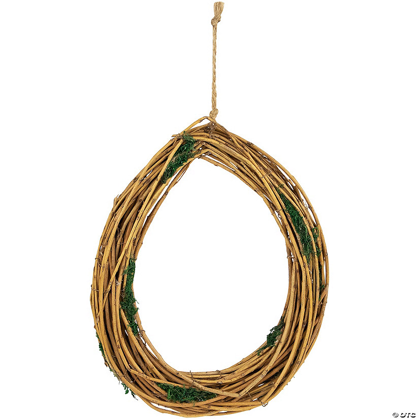 Grapevine  Twig and Moss Egg-Shaped Artificial Spring Wreath  11-Inch Image