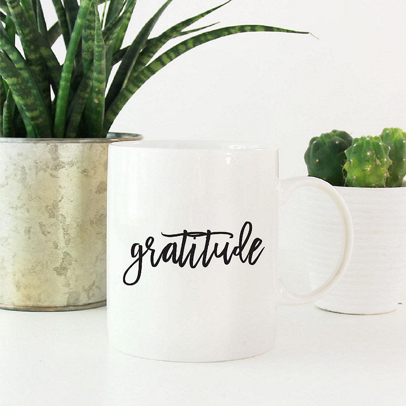Gratitude Black Calligraphy Ceramic Mug Image