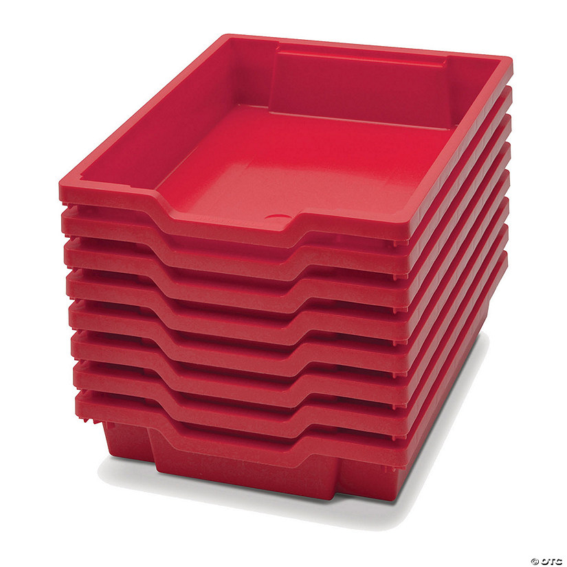 Gratnells Shallow F1 Tray, Flame Red, 12.3" x 16.8" x 3", Heavy Duty School, Industrial & Utility Bins, Pack of 8 Image