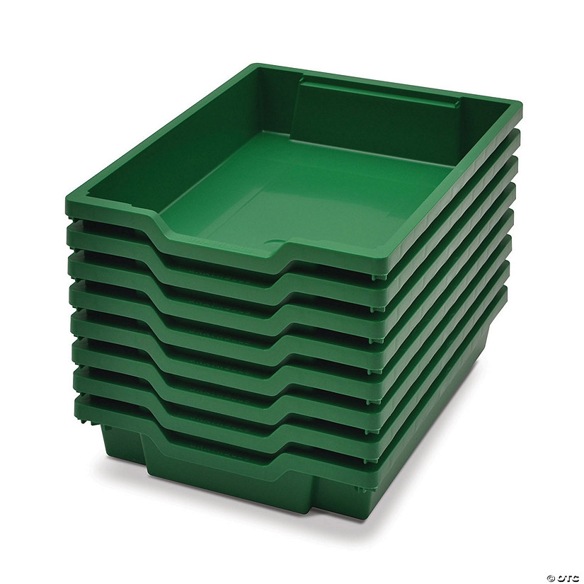 Gratnells Shallow F1 Tray, Grass Green, 12.3" x 16.8" x 3", Heavy Duty School, Industrial & Utility Bins, Pack of 8 Image