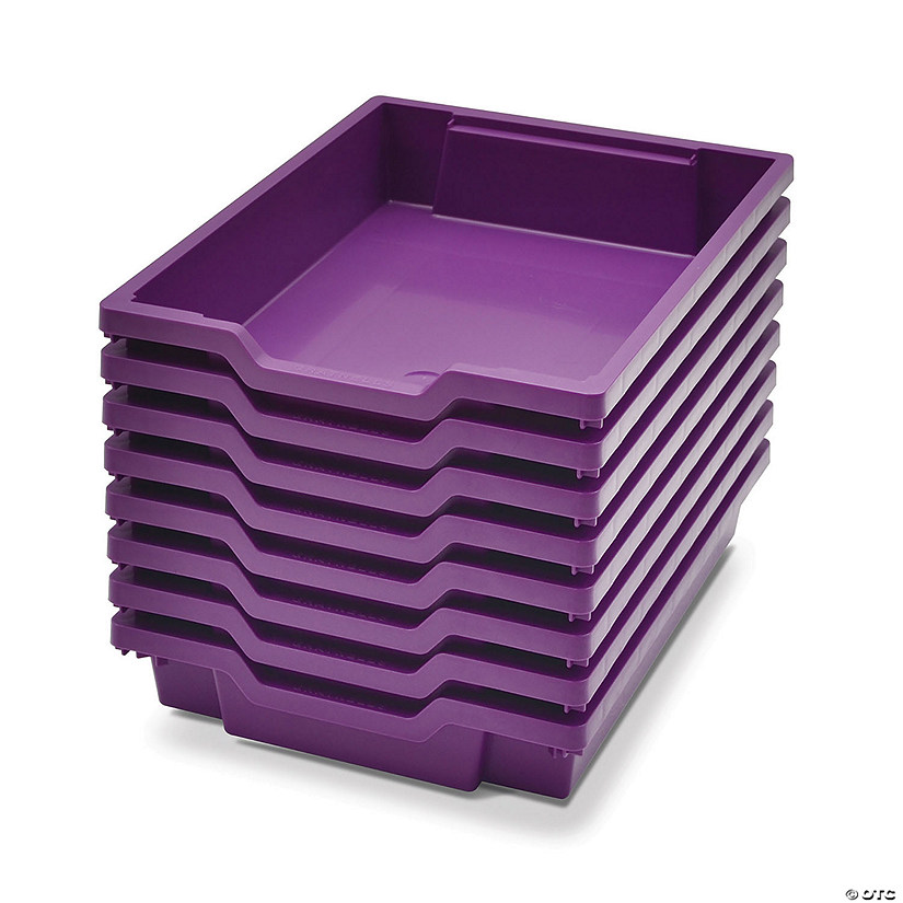 Gratnells Shallow F1 Tray, Plum Purple, 12.3" x 16.8" x 3", Heavy Duty School, Industrial & Utility Bins, Pack of 8 Image