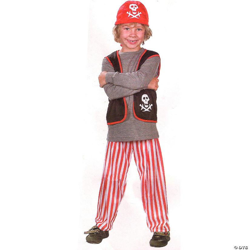 Gray and Red Pirate Boy Child Halloween Costume - Medium Image
