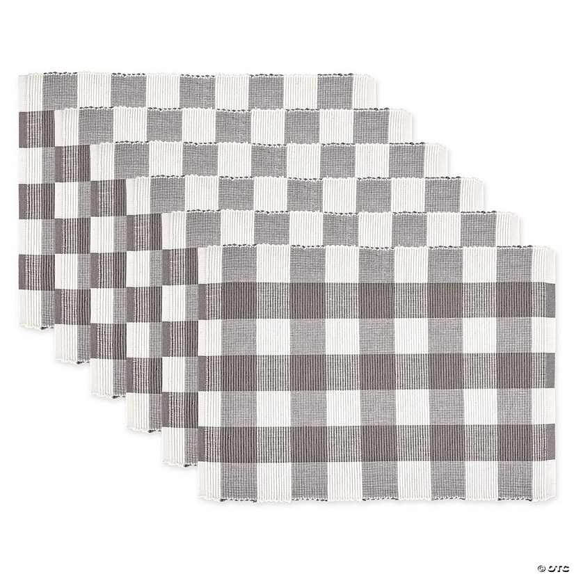 Gray & White Buffalo Check Ribbed Placemat (Set Of 6) Image