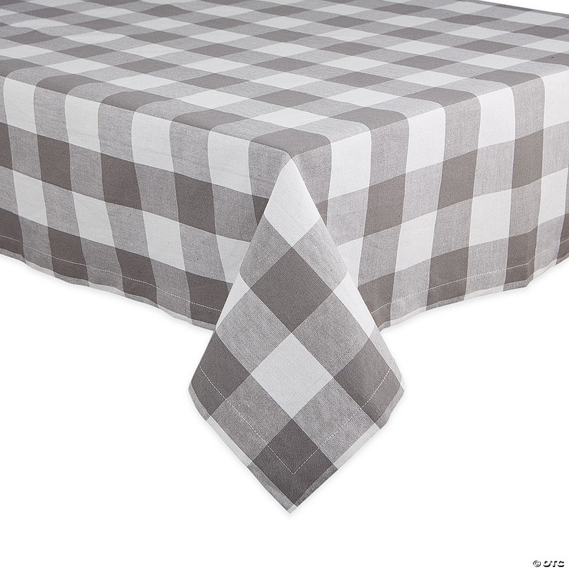 Gray & White Buffalo Check Tablecloth 60X84 Image