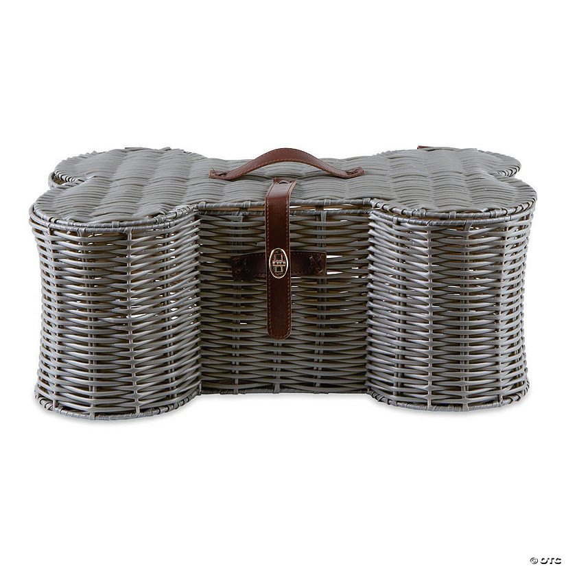 Gray Bone Shape Toy Basket Medium 21X13X8 Image