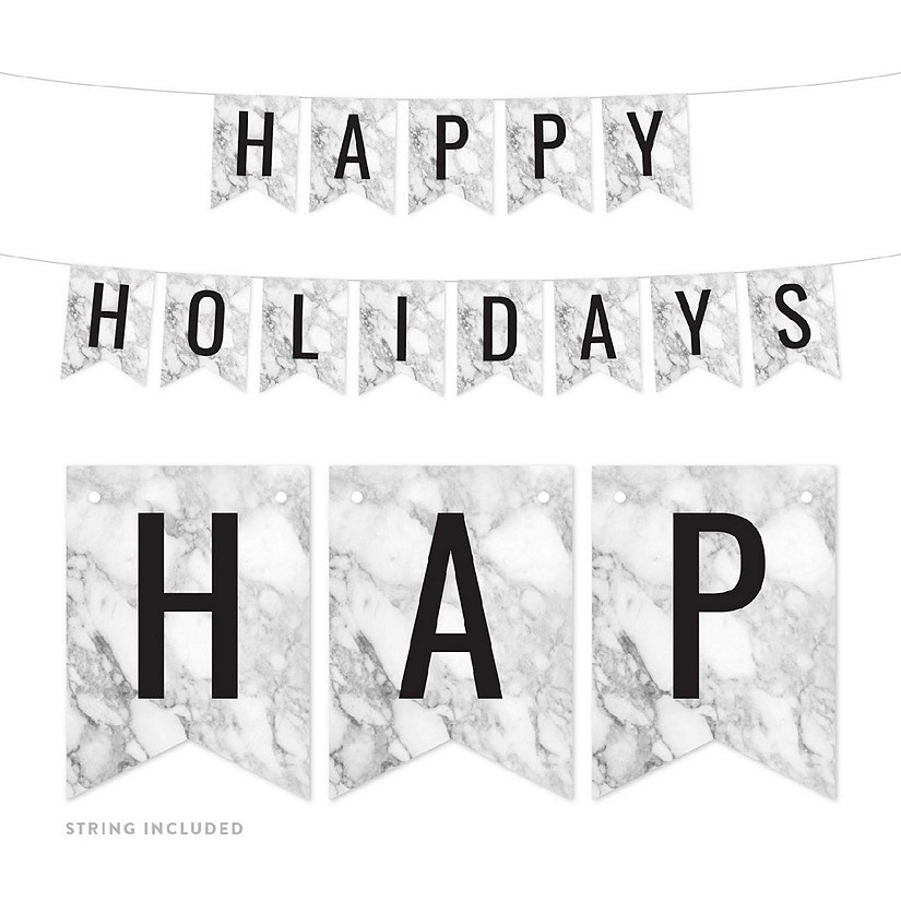Gray Marble Happy Holidays - 4 x 5.5 Inch Image