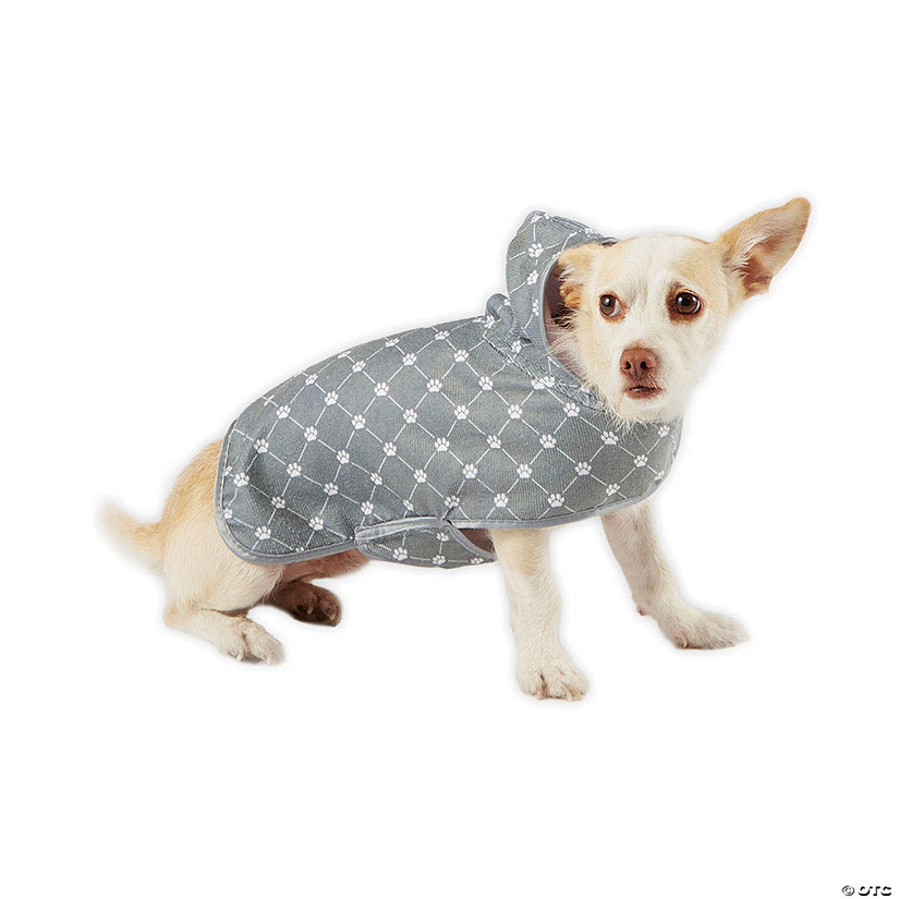 Gray Printed Trellis Paw X-Small Pet Robe Image