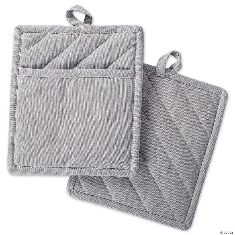 Gray Solid Chambray Potholder (Set Of 2) Image