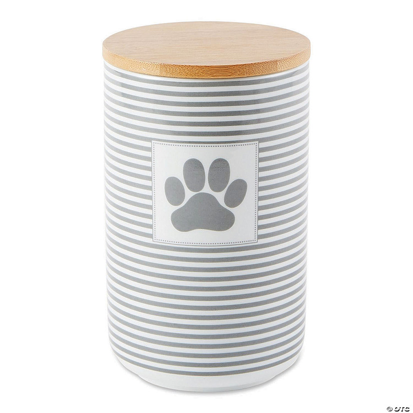 Gray Stripe With Paw Patch Ceramic Treat Canister Image