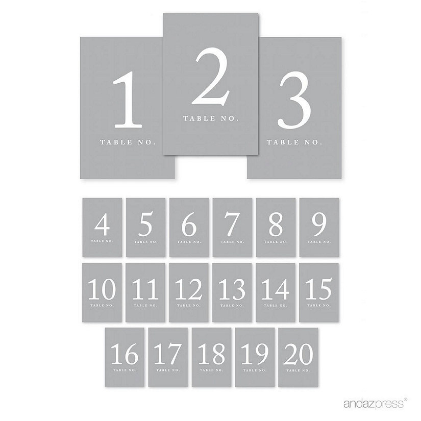 Gray Table Numbers 1 20 4x6 Image