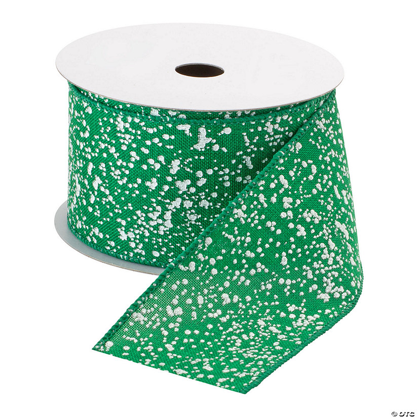 Green and White Speckle Wired Ribbon (Set of 3) Image