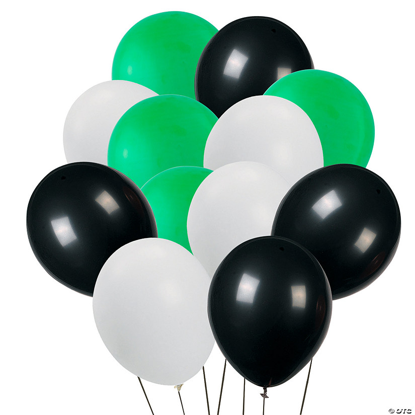 Green, Black & White Balloon Bouquet - 49 Pc. Image