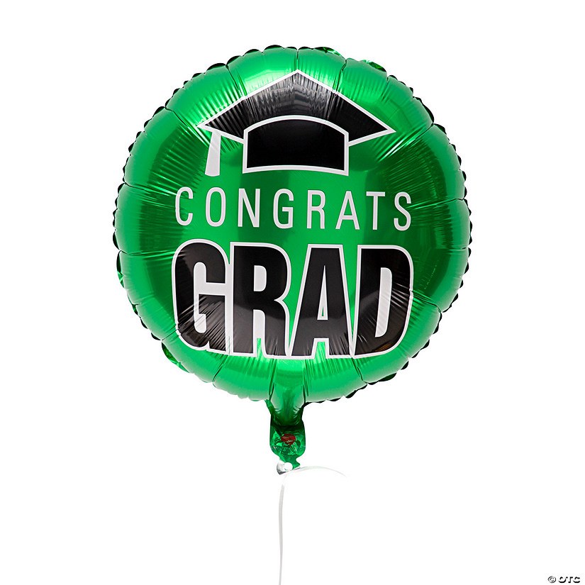 Green Congrats Grad 18" Mylar Balloons - 3 Pc. Image