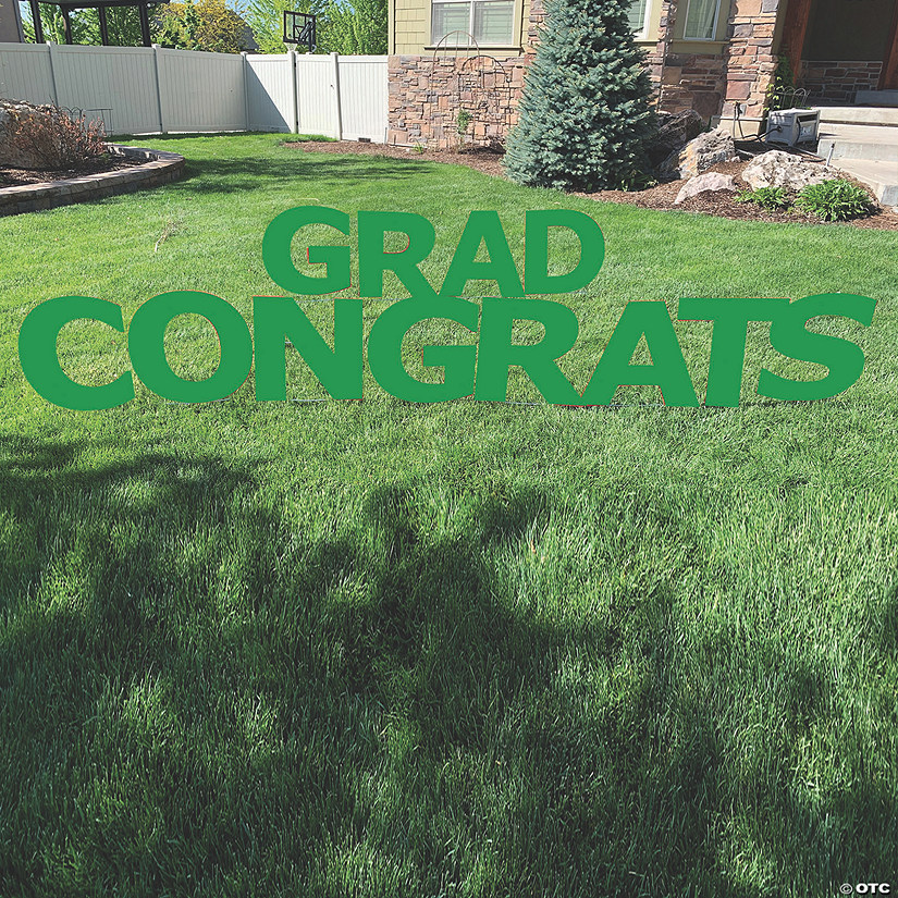 Green Congrats Grad Letters Yard Sign Image