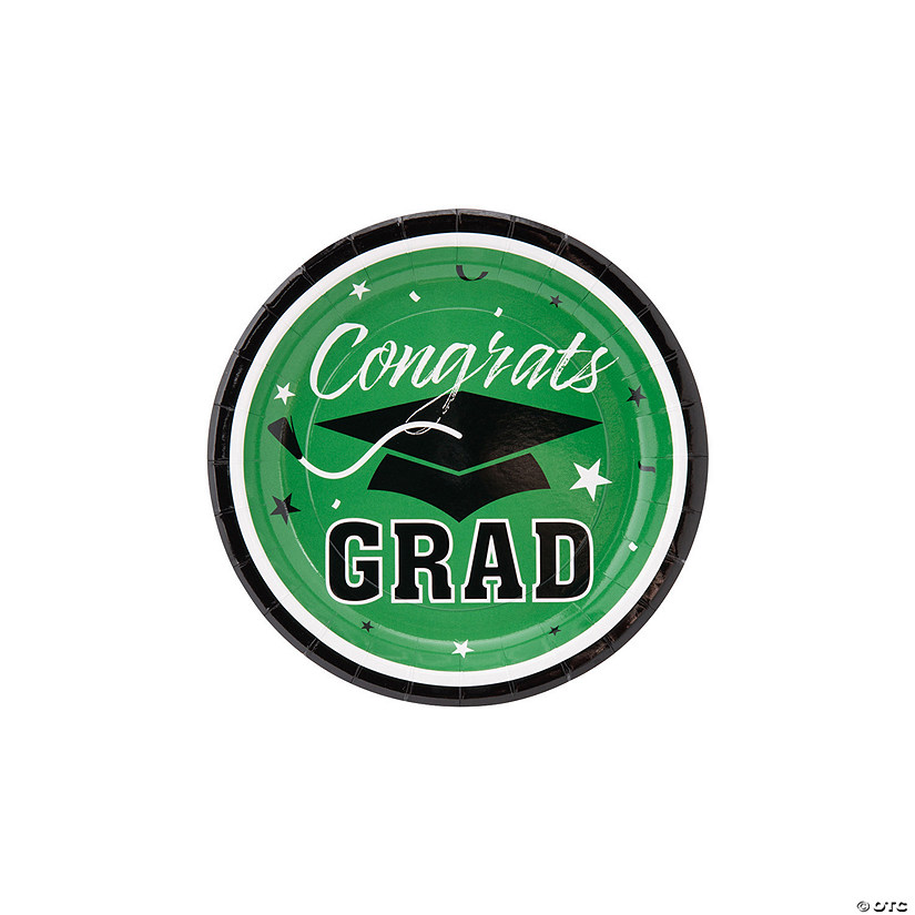 Green Congrats Grad Paper Dessert Plates - 25 Ct. Image