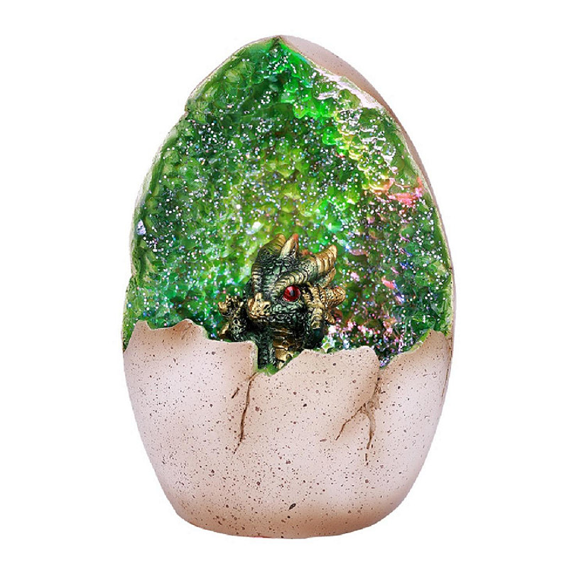 Green Dragon Egg with LED Light Figurine New Image