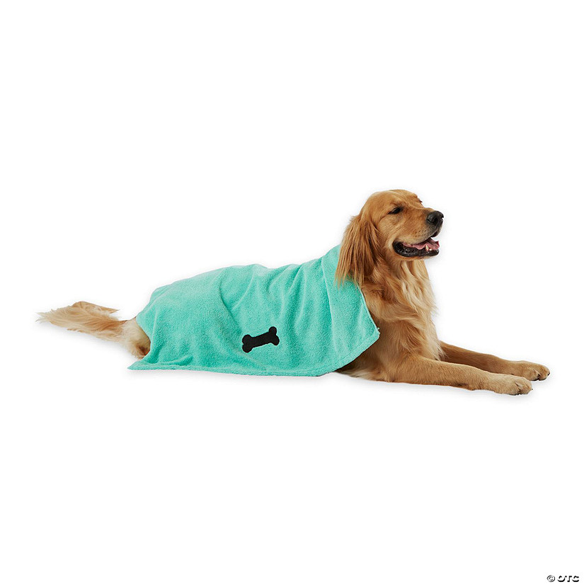 Green Embroidered Bone Pet Towel Image