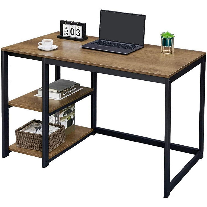 Green Forest Computer Desk with Storage Shelves Modern Desk with 2Tier Space, Table for Home