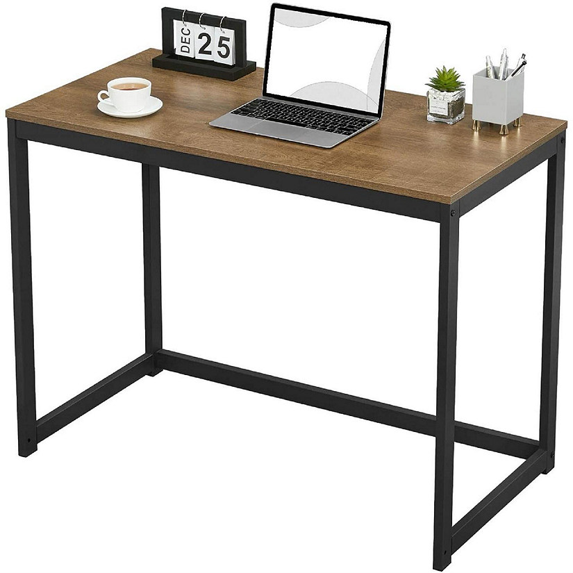 Green Forest Small Modern Computer Study Desk For Home Office, Dark Brown, 39 Image