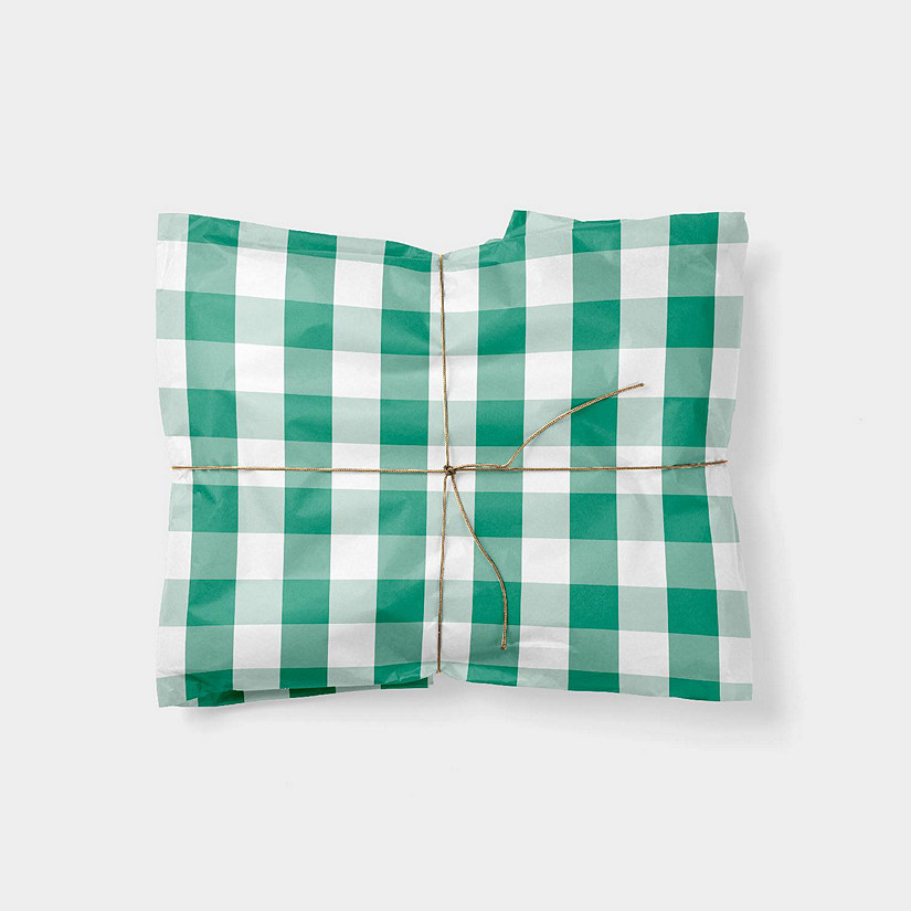 Green Gingham Gift Wrap Image