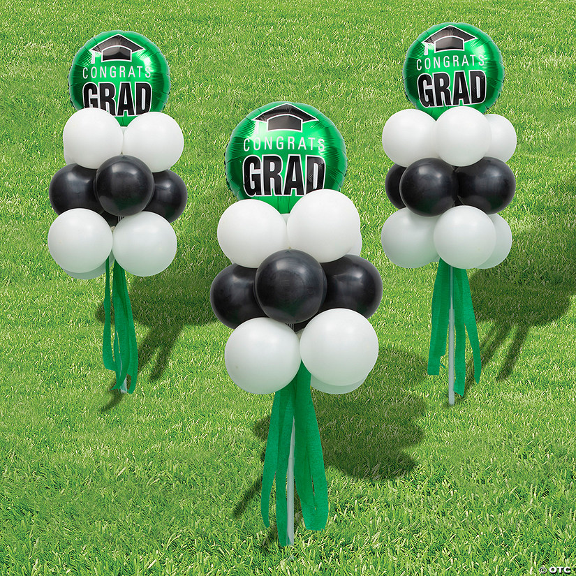 Green Graduation Balloon Yard Stake Topiary Kit - 55 Pc. Image