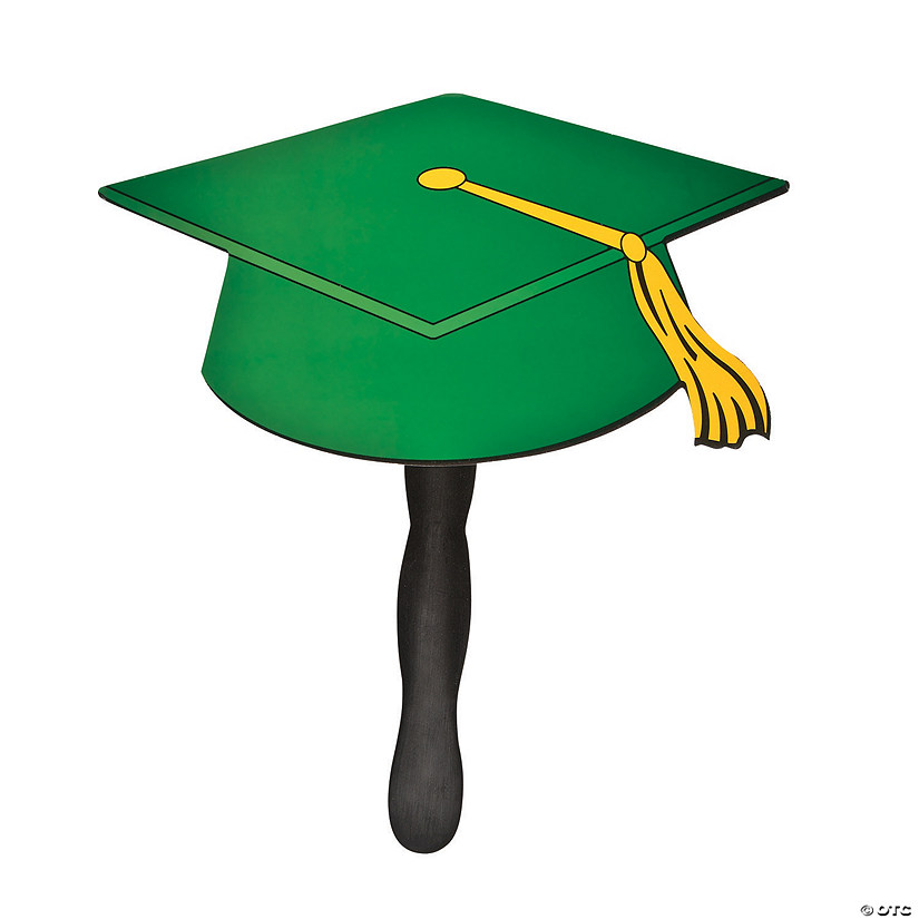 Green Graduation Cap Hand Fans Oriental Trading