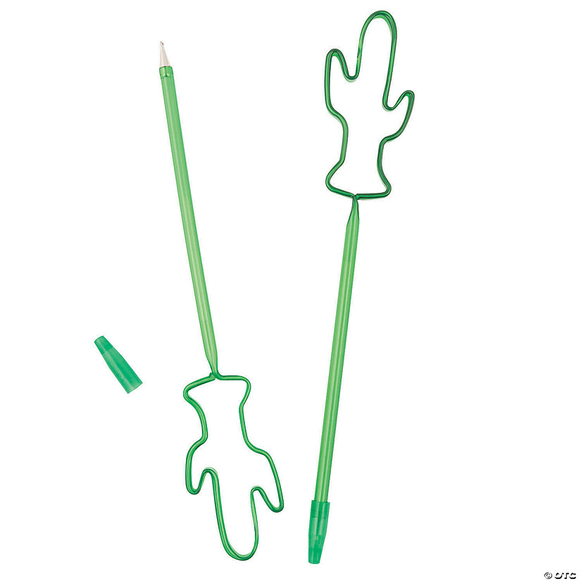 Green Pens with Silhouette Cactus Toppers - 12 Pc. Image