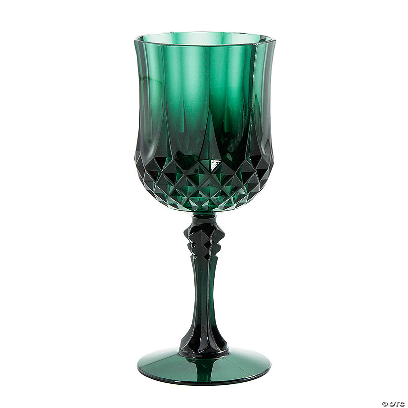 Green Plastic Patterned Plastic Wine Glasses - 12 Ct. Image