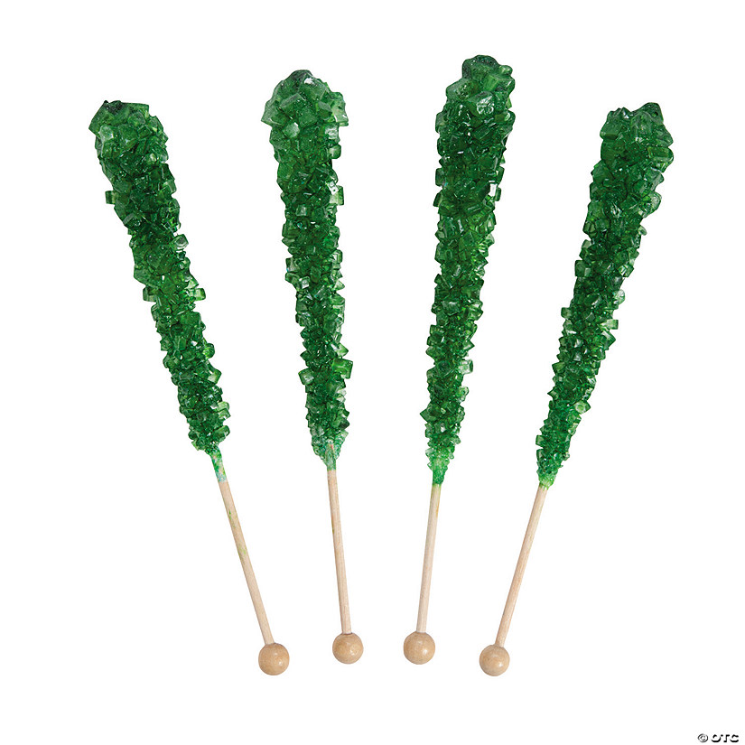Green Rock Candy Lollipops - 12 Pc. Image