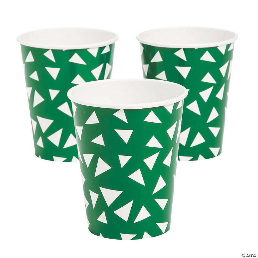 Green Terrazzo Triangle Print Paper Cups Oriental Trading
