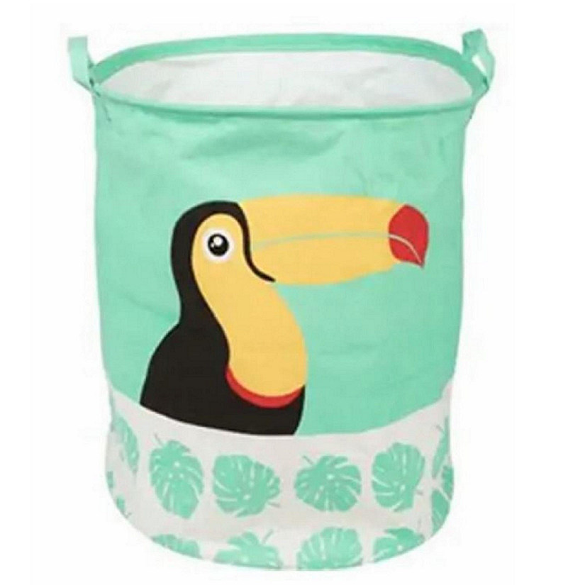 Green Toucan Laundry Hamper Storage Basket Organizer Bag 15.75 x 19.7 Inch Image
