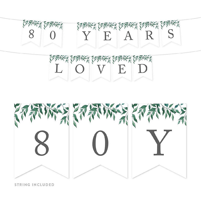 Greenery 80 Years Loved - 4 x 5.5 Inch Image