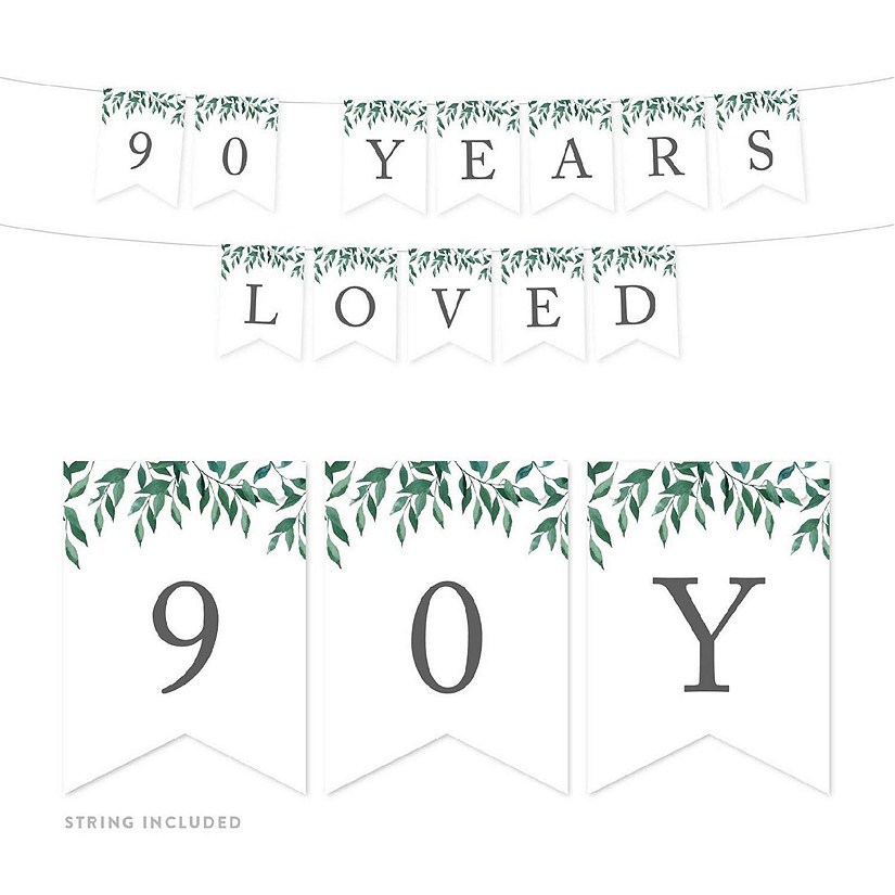 Greenery 90 Years Loved - 4 x 5.5 Inch Image