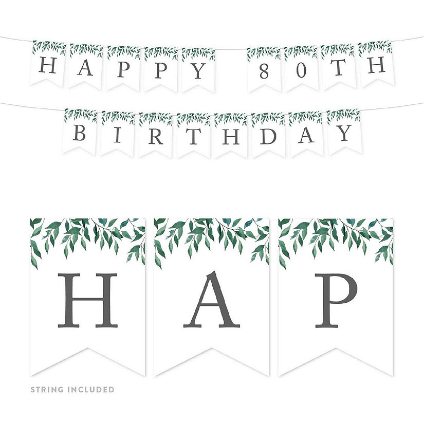 Greenery Happy 80th - 4 x 5.5 Inch Image