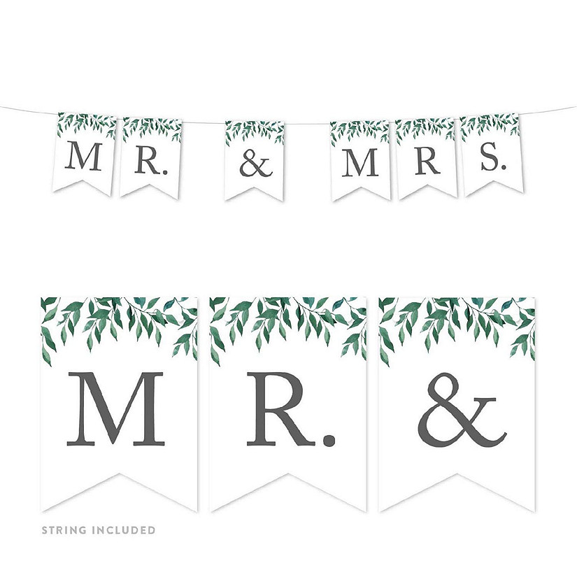 Greenery Mr &amp; Mrs Banner - 4 x 5.5 Inch Image