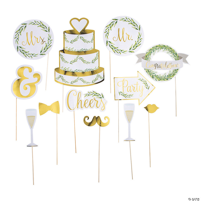 Greenery Wedding Photo Stick Props - 12 Pc. Image