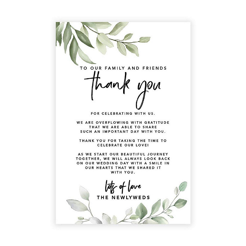 Greenery Wedding TY Card 4x6IN 56PC Image