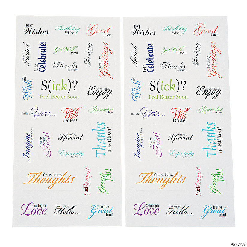 Greeting Card Phrases Sticker Set Discontinued