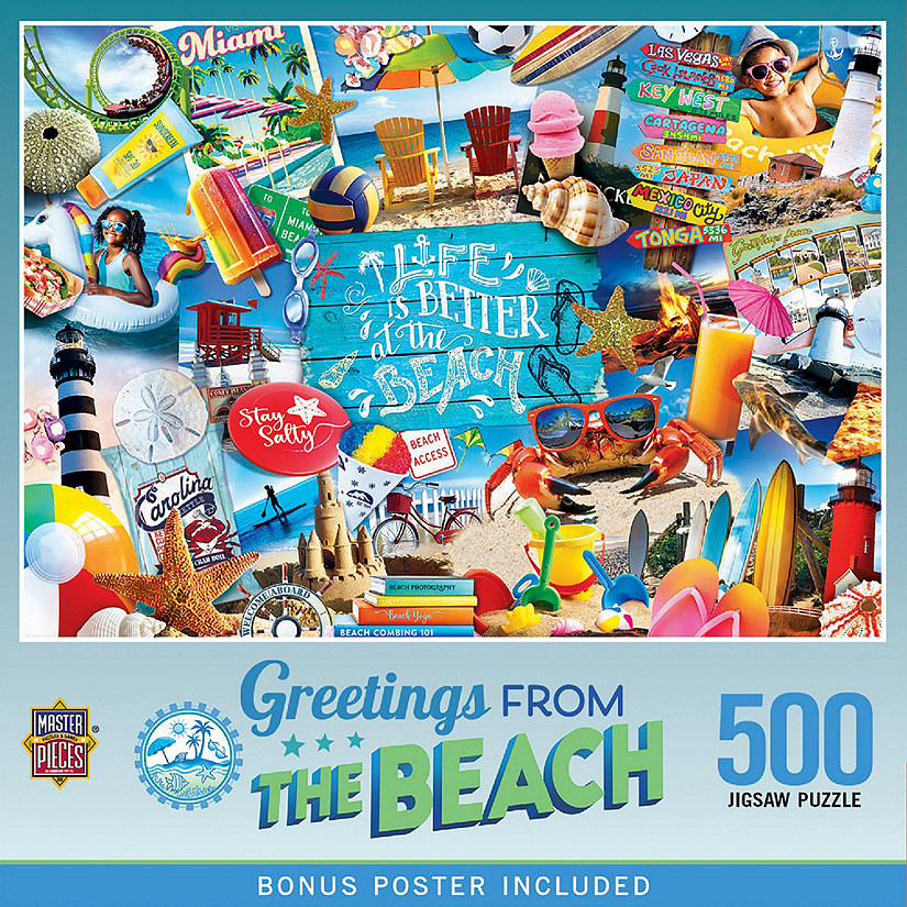 Greetings From the Beach - 500 Piece Jigsaw Puzzle Image