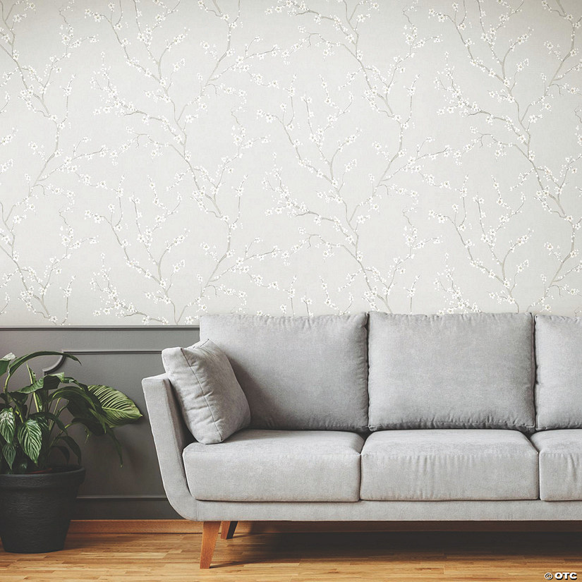 Grey Cherry Blossom Peel & Stick Wallpaper | Oriental Trading