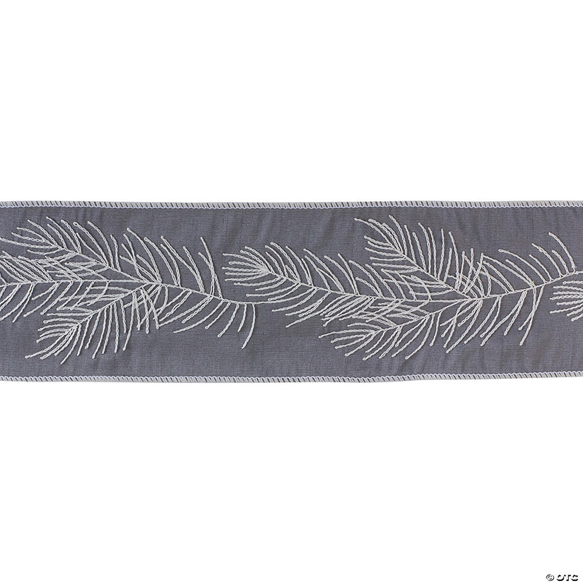 Grey Pine 4" X 5 Yds. Ribbon (Set Of 2) Wired Polyester Image