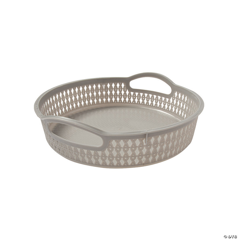 Grey Round Woven Storage Baskets with Handles - 6 Pc. Image