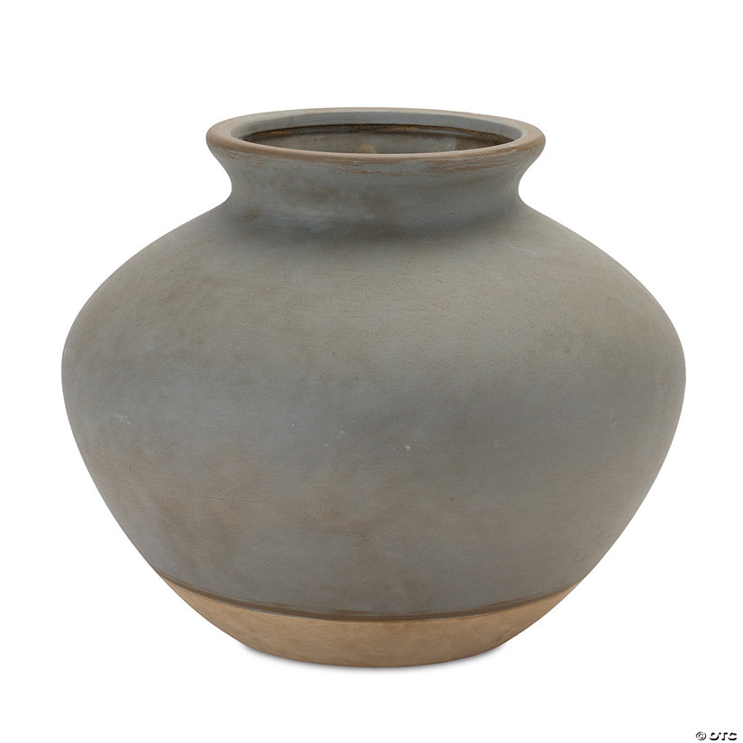 Grey Two Tone Ceramic Vase 9"D X 7.5"H Image