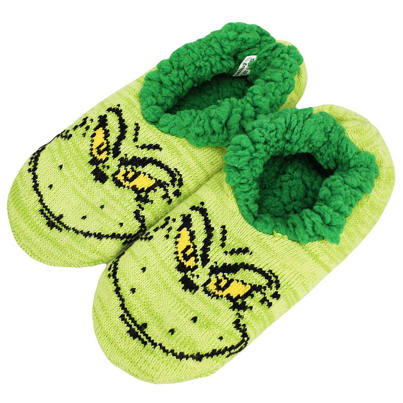Grinch Big Face Knit Slipper Sock Image