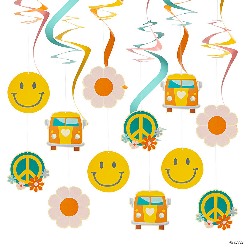 Groovy Hanging Swirl Decorations - 12 Pc. Image
