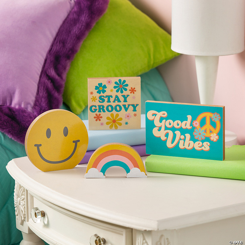 Groovy Party Wood Blocks - 4 Pc. Image