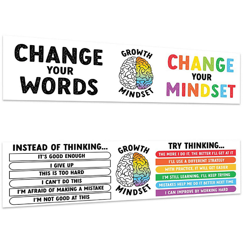Growth Mindset Classroom Banner - 13 x 48 Inch Image